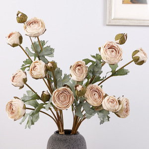 European Style Artificial Lotus Bouquet 9 Heads <b>Plastic</b> Silk Flowers High Simulation Home Decoration Fall Wedding Props - Product Image 1