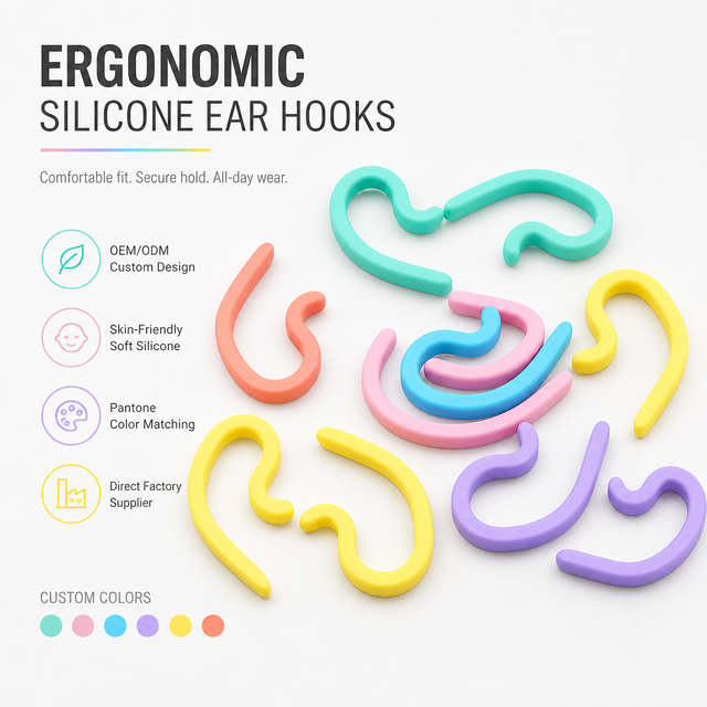 Custom Silicone Ear Hook Anti Slip Eyeglass Temple Grips Soft Sport Glasses Ear Holder for Sunglasses Earphone OEM ODM Factory