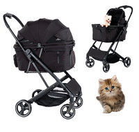 Promotion Luxe Poussette pour animaux de compagnie (chats et chiens) à grande hauteur, légère, pliable, 4 roues, en aluminium, grande capacité 150lbs, usage quotidien