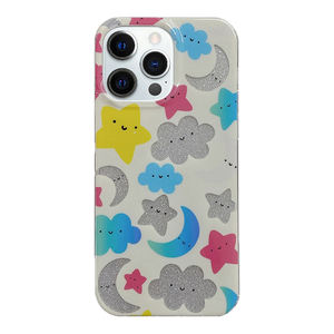 2023 nuova custodia per telefono personalizzata TPU PC in bianco e nero stelle e nuvole flash custodia per telefono per <span class=keywords><strong>iPhone</strong></span> 15 pro max - Product Image 1