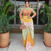 Robe longue élégante pour femme, imprimée, à manches longues, coupe ajustée, taille haute, style portefeuille, pour le bureau, les soirées, la plage et les vacances, prête à être expédiée