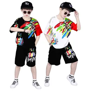 الصيف الطفل الأولاد قصيرة الأكمام الكرتون تي شيرت مطبوع قمم + السراويل عارضة وتتسابق الملابس مجموعات الطفل ملابس الأولاد مجموعة