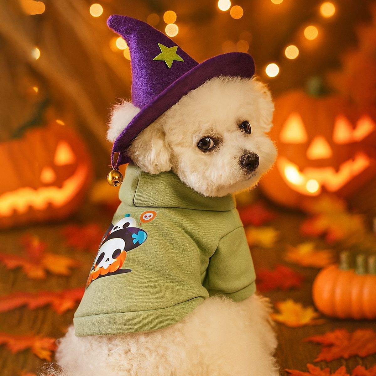 Mignon grand et petit crâne haricot vert sweatshirt-retour