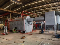 Chaudière à vapeur industrielle horizontale à biomasse (coque de noix de coco, bagasse de bois) avec alimentation manuelle du combustible, production de 2,5 à 10 tonnes, contrôlée par PLC