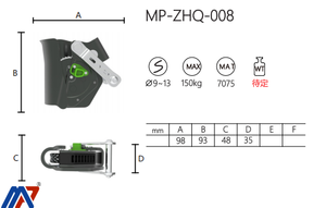 Dispositivo Anticaídas Retráctil de Aluminio con Anclaje y Absorbedor de Energía, Capacidad de 150 kg, Resistencia a la Rotura de 150 KN, 4 Anillos en D - Product Image 6