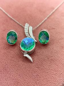 High Quality Natural Stone Jewelry Collection with <b>Real</b> Quartz <b>Crystal</b> Pendant and Matching Earrings for 925 Sterling Silver - Product Image 1
