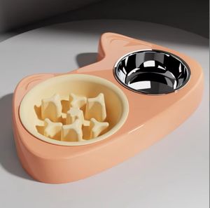 Tigela Dupla de Aço Inoxidável 2 em <span class=keywords><strong>1</strong></span> para Animais de Estimação, Anti-Asfixia, para Gatos e Cães, Suprimentos para Animais de Estimação - Product Image 6