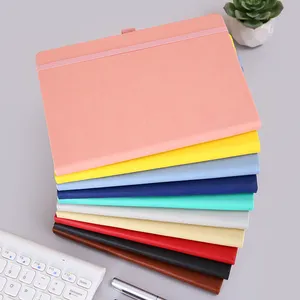 Eco Friendly Handmade Colorful PU Leather Hardcover Lined Embossed Logo Writing A7 A6 A5 Journal Notebook With Elastic Band