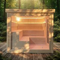 Sauna extérieur en cèdre rouge pour 2 à 8 personnes avec poêle à sauna et fonction vapeur