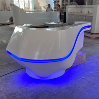Comptoir de réception en pierre artificielle pour salle de billard, design incurvé, taille personnalisée, petit bar LED, comptoir d'accueil