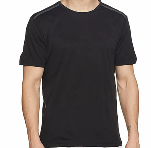 <b>Men's</b> Black Short Sleeve T-<b>Shirt</b> Polyester/Cotton 180g Oversized Knitted Eco-Friendly O-Neck Blank Breathable Casual Tee - Product Image 3
