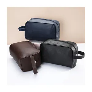 Fashionable Portable Toiletry Bag Travel Waterproof PU Leather Cosmetic Bag With Custom Logo