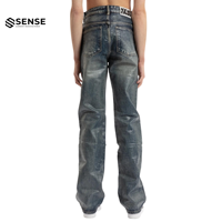 Fabricant de jeans sur mesure, jeans streetwear, jeans en denim épais ciré, jeans déchirés, jeans évasés pour hommes