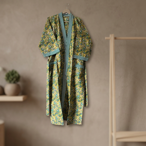 Bata Kimono de Algodón Tejida a Mano, Transpirable, con Solapa en Contraste, Manga Tres Cuartos, Estampado a Mano, para Ocasiones de Ocio - Product Image 3