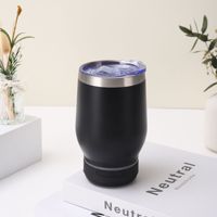 Logo personnalisé gobelet à vin à double paroi de 12oz gobelet intelligent en acier inoxydable avec revêtement en poudre mug haut-parleur en forme d'oeuf avec couvercle