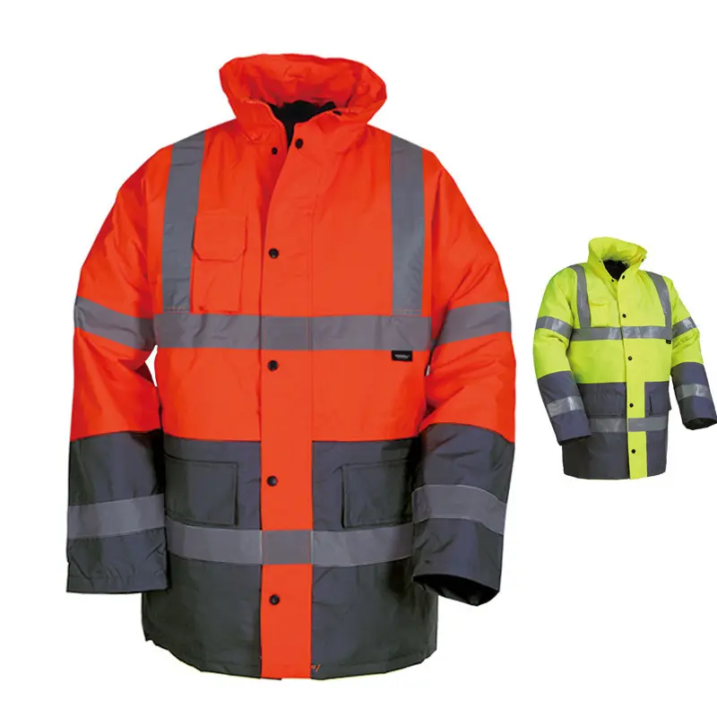 Oxford 320D EN20471 giacche Parka di sicurezza impermeabili bicolore ad alta visibilità per abbigliamento da lavoro di sicurezza per l'industria delle miniere edili