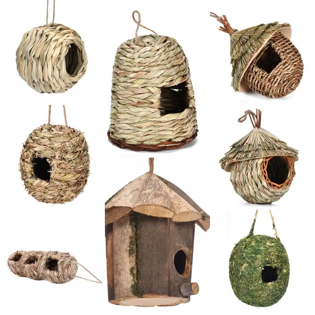 Fabrik verkauf Vogelhaus Nesting für Käfig oder Outdoor Hanging Bird Nistkästen Natürliche handgemachte kleine Vogelnest für Kolibri