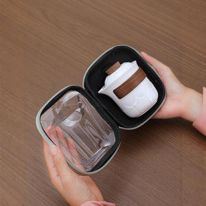 Kit de Té Ligero para Acampar al Aire Libre con Estuche, Funda de Madera Anti-escaldaduras, Tetera y Tazas de Cerámica para Picnic y Viajes - Product Image 3