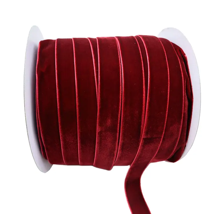 Ruban en velours rouge pour vêtement, 1 face, 2 cm, vente en gros,