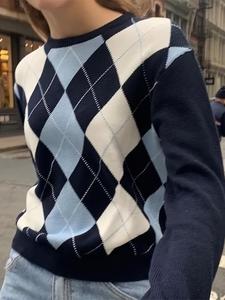 <span class=keywords><strong>Pull</strong></span> en tricot décontracté pour femmes avec patchwork en promotion pour la saison d'automne - Product Image 5