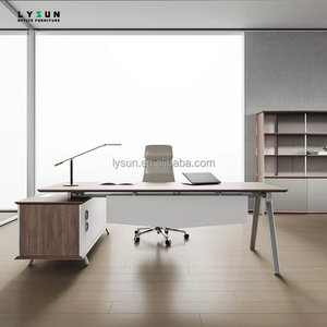 Gabinete de almacenamiento de madera MDF MFC moderno de alta gama, escritorio de oficina ejecutivo ergonómico duradero para CEO Director Boss Home Apartment Use - Product Image 1
