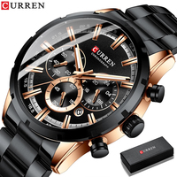Montre-bracelet à quartz de luxe pour homme Curren 8355, étanche, chronographe, avec boîte