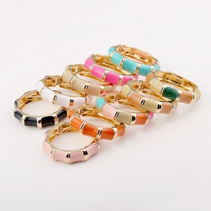 Bracelet jonc haut de gamme contrasté pour femme, style vintage, coloré, motif bambou, épais, vente en gros d'usine - Product Image 1