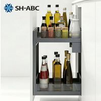 Panier à épices coulissant à 2 niveaux en aluminium SH-ABC, organisateur d'assaisonnements pour armoire de cuisine