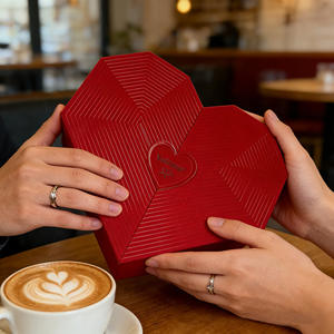 Composizione Floreale Personalizzata a Forma di Cuore Rosso con Rose <span class=keywords><strong>per</strong></span> <span class=keywords><strong>San</strong></span> <span class=keywords><strong>Valentino</strong></span> e Festa della Mamma, Confezione Regalo 2 Pezzi - Product Image 3