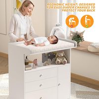 Commode extra large pour bébé avec 3 tiroirs larges et housse de matelas à langer pour rangement ouvert dans les chambres de bébé