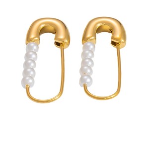 ต่างหูมุกทรงหยดน้ำ ชุบทอง 18K สแตนเลสสตีล ต่างหูแบบติดหู รูปทรงเรขาคณิต เหมาะสำหรับใส่ทุกวัน เครื่องประดับแฟชั่น - Product Image 5