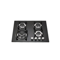 Table de cuisson encastrable avec panneau en verre trempé, 4 brûleurs à gaz, cuisinière électrique, usage domestique, chauffage rapide, alimentation par batterie