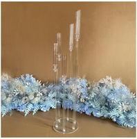 Porte-bougie en acrylique transparent, centre de table de mariage, chandelier, support à fleurs, décoration de table pour fête d'anniversaire