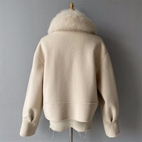 Veste en laine véritables pour femmes, col en fourrure de renard, vêtement doux à Double face, couleur unie, vente en gros,