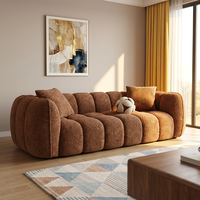 VONLIVA Nordic Pumpkin Reclining Sofa, Fauteuil de salon design monoplace, Canapé en bois et éponge de style français vintage deux ou trois places