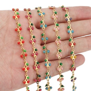 Stainless Steel Cherry Chain Red Green Christmas <b>Decor</b> DIY Jewelry Accessory Garland Wreath Craft Chain - Product Image 4