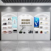 Vitrine murale personnalisée de style crème, écologique, durable, de haute qualité, avec éclairage LED, écran numérique et logo, pour la beauté et les soins de la peau