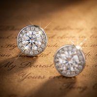 Boucles d'oreilles clous en moissanite VVS 1 carat, serties halo rondes, en argent sterling 925, bijoux en moissanite pour femmes et hommes