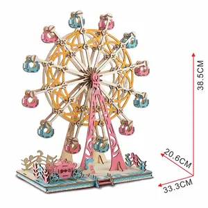 ORay Mainan Roda Ferris, Mainan Simulasi Hadiah Anak-anak, Teka-teki Kayu 3D untuk Dewasa, Anak-anak