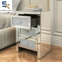 Table de chevet contemporaine avec miroir et tiroir à hauteur réglable, mobilier de luxe pour appartement, table d'appoint