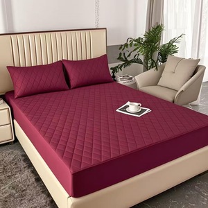 Vente chaude, <span class=keywords><strong>drap</strong></span> de lit ajusté en coton matelassé uni, 200TC, plié, polyester, <span class=keywords><strong>housse</strong></span> de matelas imperméable - Product Image 2