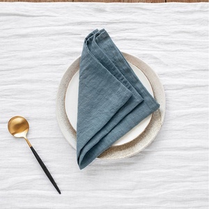 Plaid Stone Wash Pure <b>Linen</b> Flax Napkins Wedding Decorate <b>Table</b> Napkin Wholesale French Stripe Multicolor Sage Green Handmade - Product Image 6