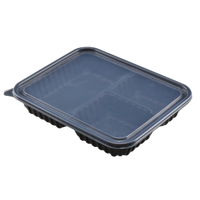Kotak Makan Bento WP338 Heavy Duty Tebal dari PP, Gaya Amerika, 5 Kompartemen, Food Grade, Sekali Pakai, untuk Katering, Makan Siang, Sushi, Mie