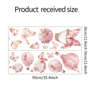 Adesivi <span class=keywords><strong>murali</strong></span> decorativi per cameretta bambini, rimovibili in vinile, palloncino rosa, adesivo murale 3D a forma di farfalla - Product Image 5