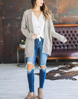 Maßgefertigter Strick-Winter-Cardigan mit Langen Ärmeln, Locker Geschnitten, Lange Länge, Streetwear Damen-Strickjacke