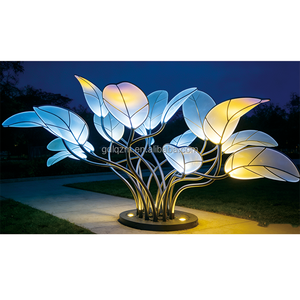 Gradient Leaf <strong>Cluster</strong> LED Sculpture <strong>Light</strong> (Stainless Steel + PC) IP65 Waterproof Landscape Garden Decor Lighting Remote Button - Product Image 3