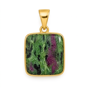 Pendentifs ethniques en argent sterling plaqué or avec rubis zoïsite ovale Ha Gems, cadeau pour elle, bijoux pour femme, style vintage, pierres précieuses naturelles de haute qualité - Product Image 1