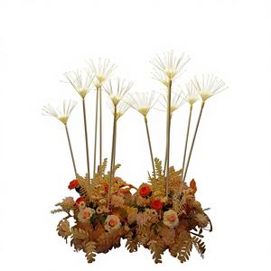 Lumières décoratives pour mariage, 5 perles à insertion au sol, 6 fils acryliques, lumières d'insertion effet feux d'artifice, pour salle, scène, défilé, dorées - Product Image 1