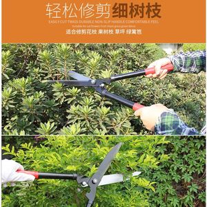 Tijeras para cortar setos con hoja de acero de alto carbono, mango de plástico rojo, herramienta grande de poda para jardín, operación manual - Product Image 3