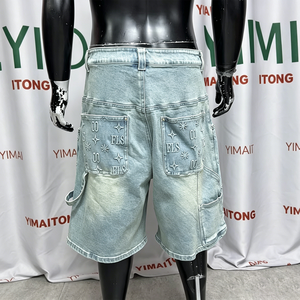Custom Men's Baggy Jorts Summer Streetwear Vintage Short <b>Pants</b> Black Shorts Men Fashion Causal Denim Jeans Shorts - Product Image 2